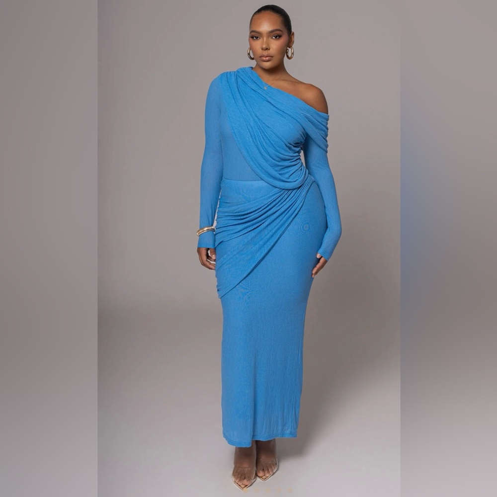Elegant Blue One-Shoulder Dress